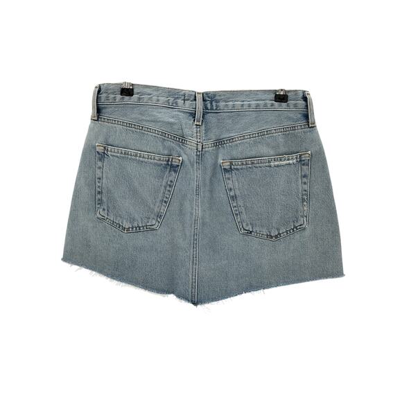 Agolde 'Parker' Blue Cotton Angled Hem Skirt Size 27 - Picture 3 of 4